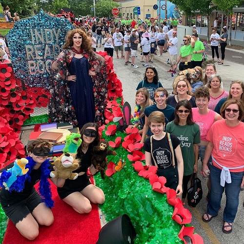 Indy Reads Books at a Pride parade.